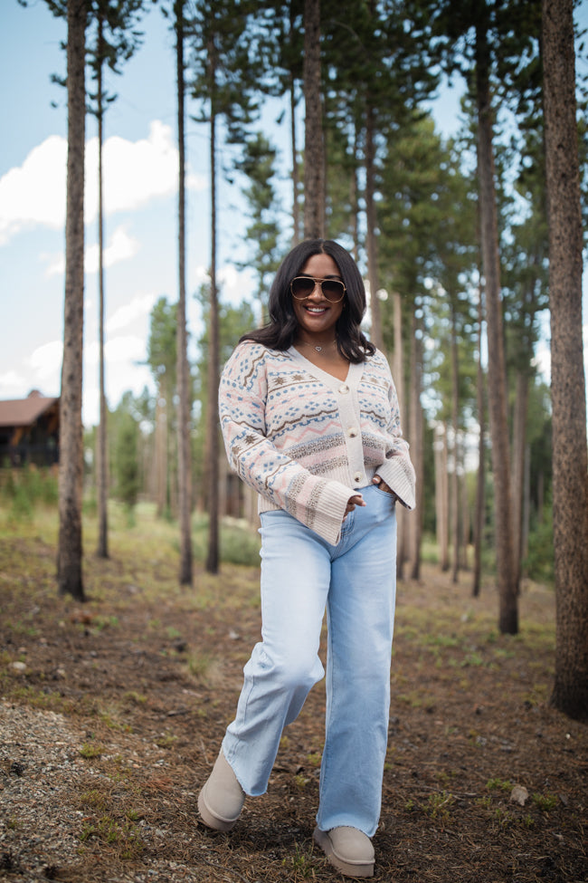 Fair and Square Beige Multi Fair Isle Cardigan FINAL SALE-Sunny Prom