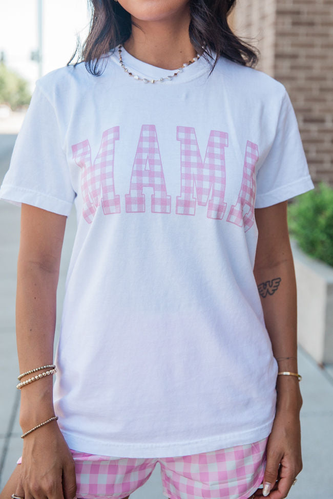 Mama Gingham White Graphic Tee SALE-Sunny Prom