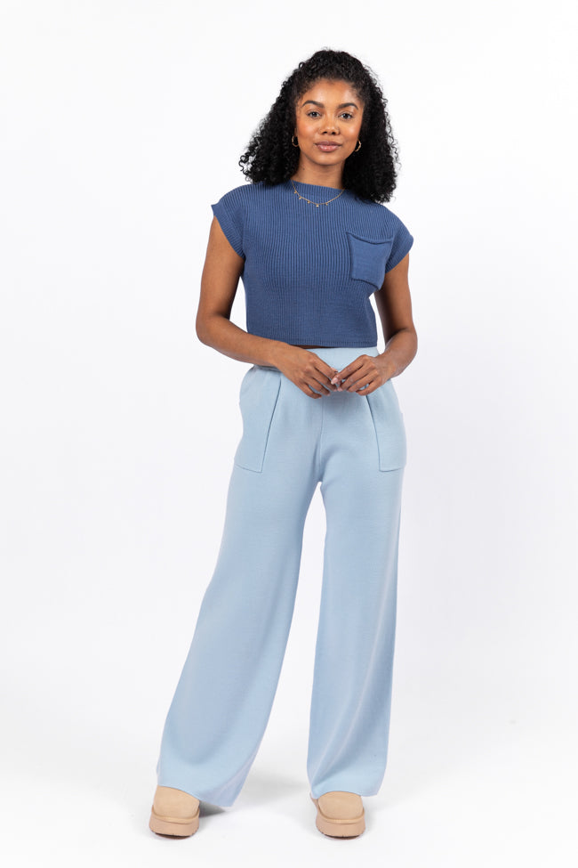 The One I Want Navy Short Sleeve Pocketed Sweater FINAL SALE-Sunny Prom