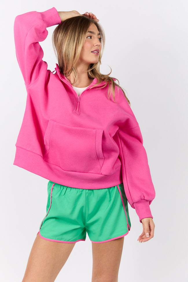 On The Move Green and Pink Running Shorts With Contrast Trim FINAL SALE-Sunny Prom