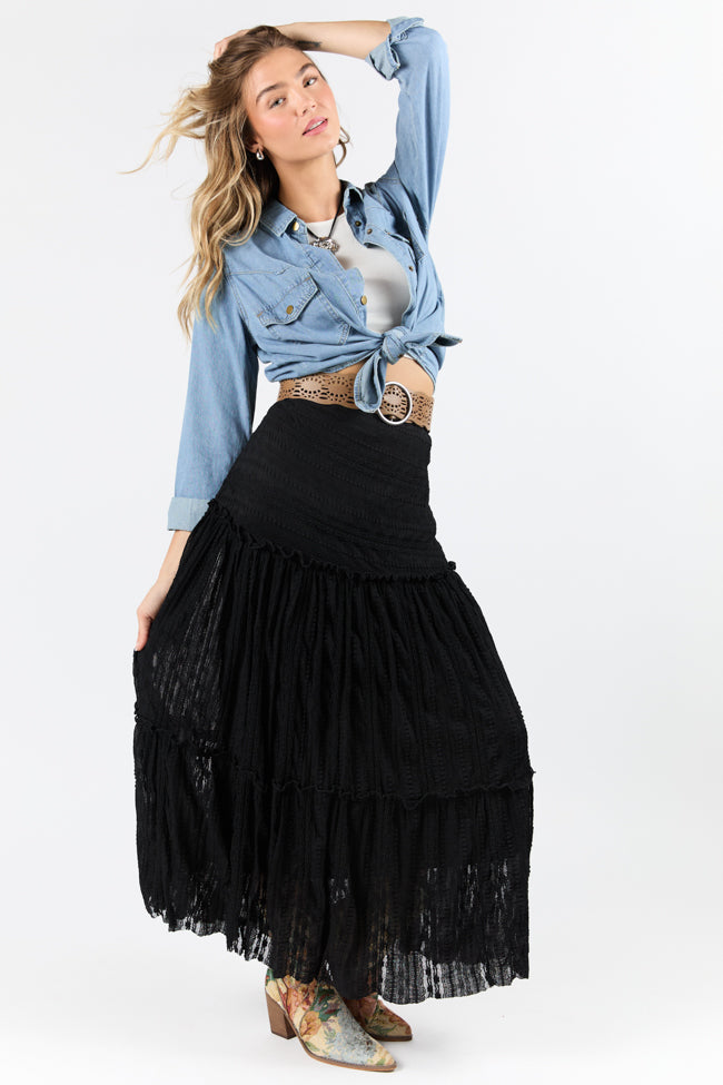 Gussied Up Yoke Detail Chambray Button Down Shirt-Sunny Prom