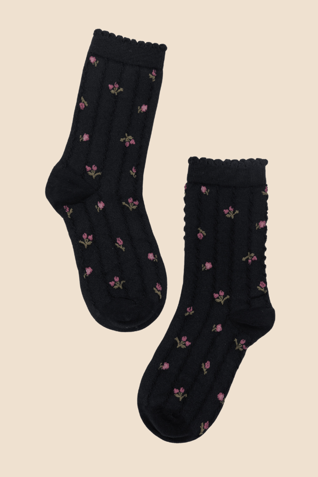 Black Florette Socks SALE-Sunny Prom