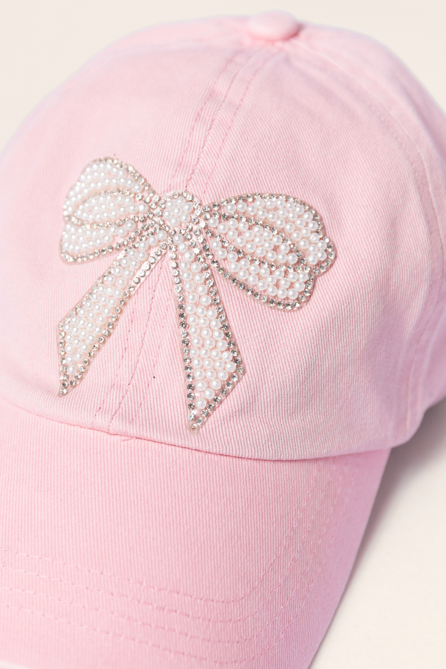 Pink Pearl Bow Hat-Sunny Prom