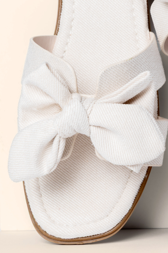 Reagan Ivory Bow Sandals FINAL SALE-Sunny Prom