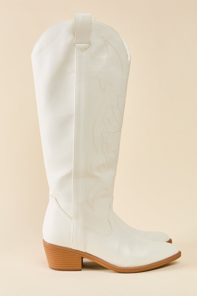 Shania White Cowboy Boots-Sunny Prom
