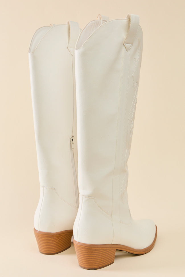 Shania White Cowboy Boots-Sunny Prom