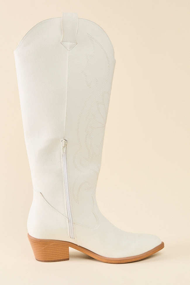 Shania White Cowboy Boots-Sunny Prom