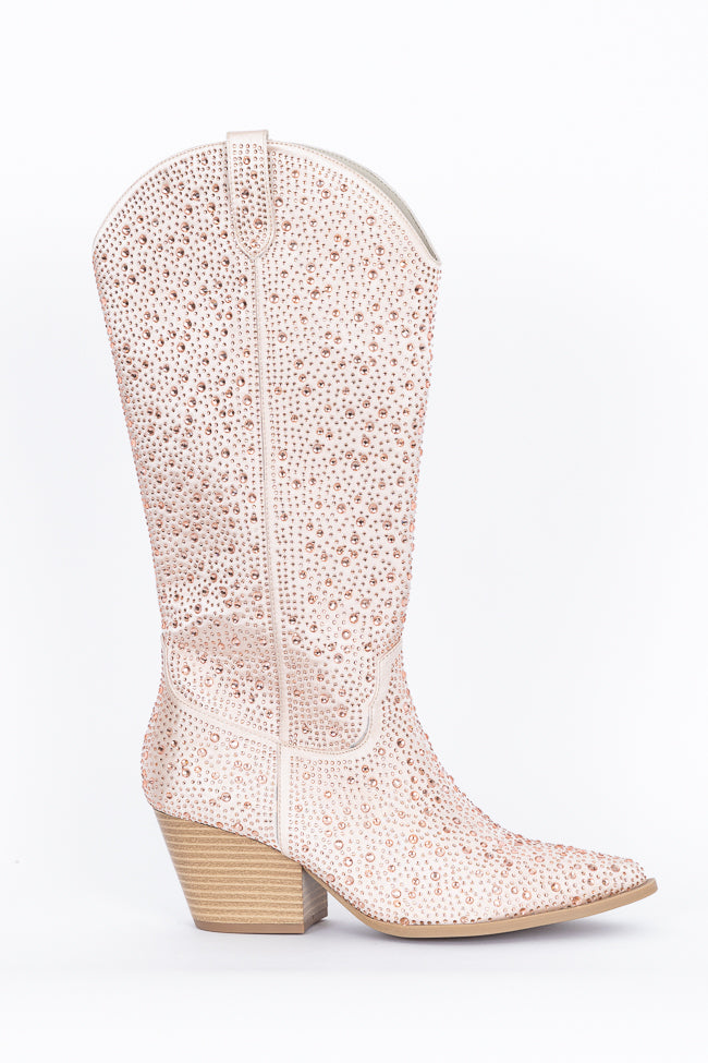 June Taupe Rhinestone Boots FINAL SALE-Sunny Prom