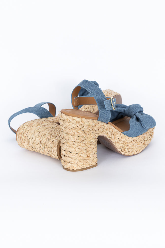 Kacey Chambray Bow Woven Heels FINAL SALE-Sunny Prom