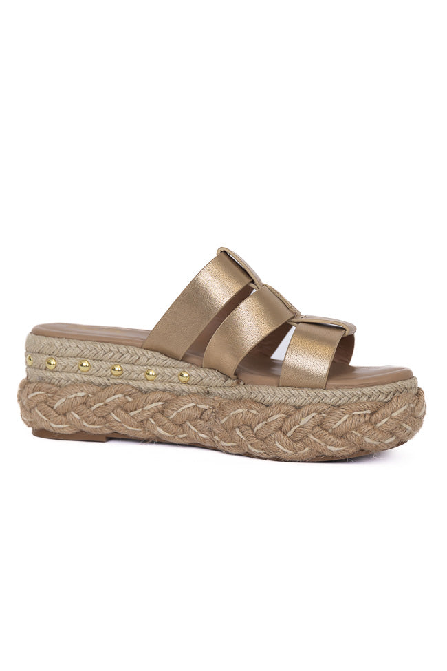 Sidney Gold Distress Slip-on Platform Sandals FINAL SALE-Sunny Prom