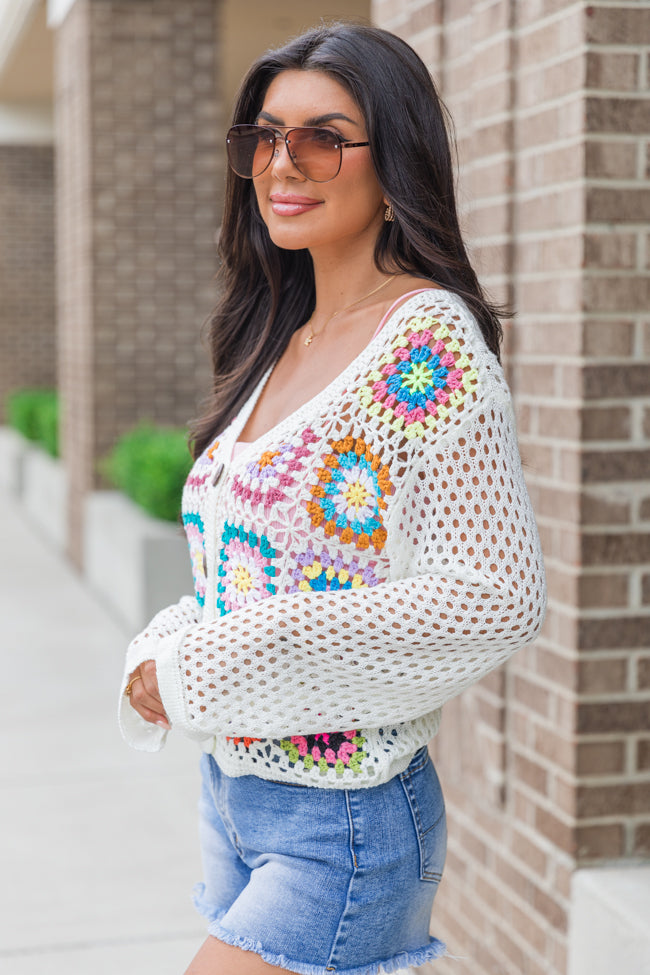 Evermore Elegance Cream Crochet Cardigan FINAL SALE-Sunny Prom