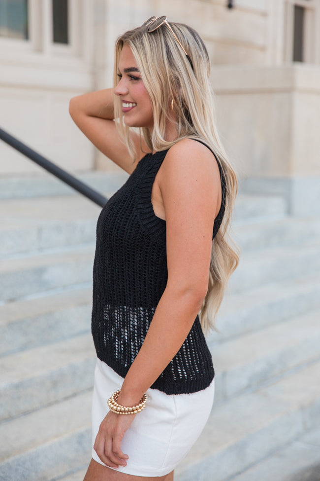 French Market Black High Neck Sweater Tank FINAL SALE-Sunny Prom