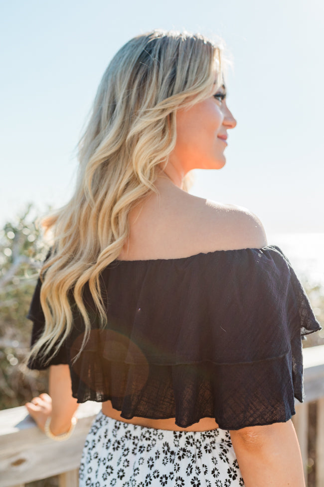 Swaying In A Breeze Black Linen Blouse FINAL SALE-Sunny Prom
