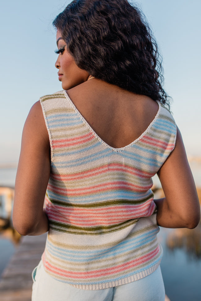 On The Cape Multi Stripe Sweater Tank FINAL SALE-Sunny Prom