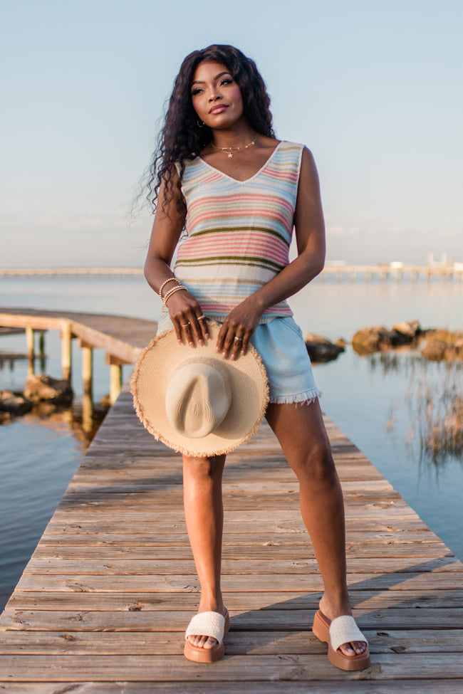 On The Cape Multi Stripe Sweater Tank FINAL SALE-Sunny Prom