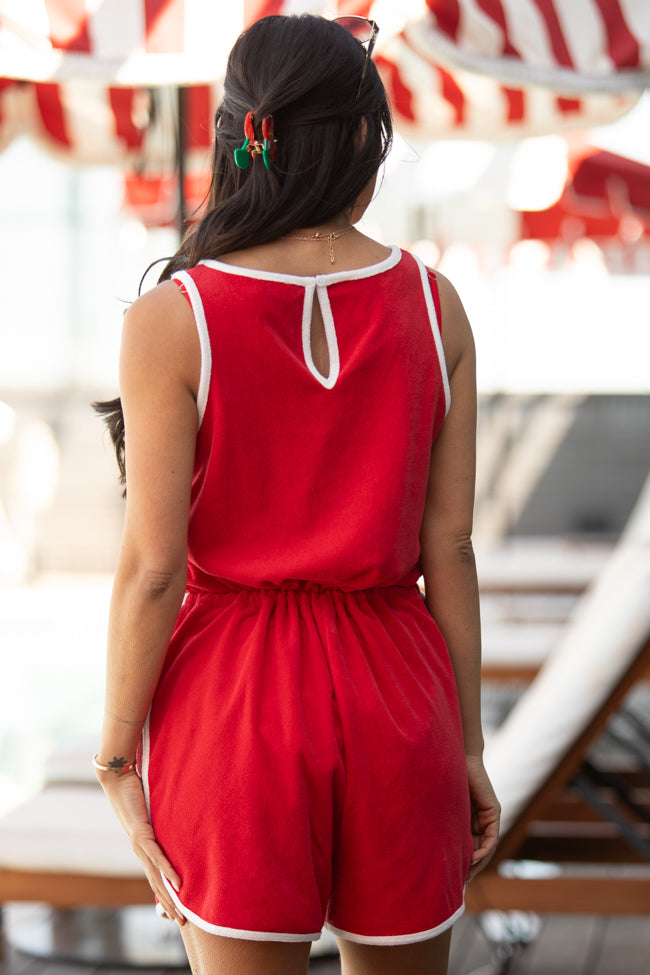 Rylee Red Terry Cloth Romper FINAL SALE-Sunny Prom