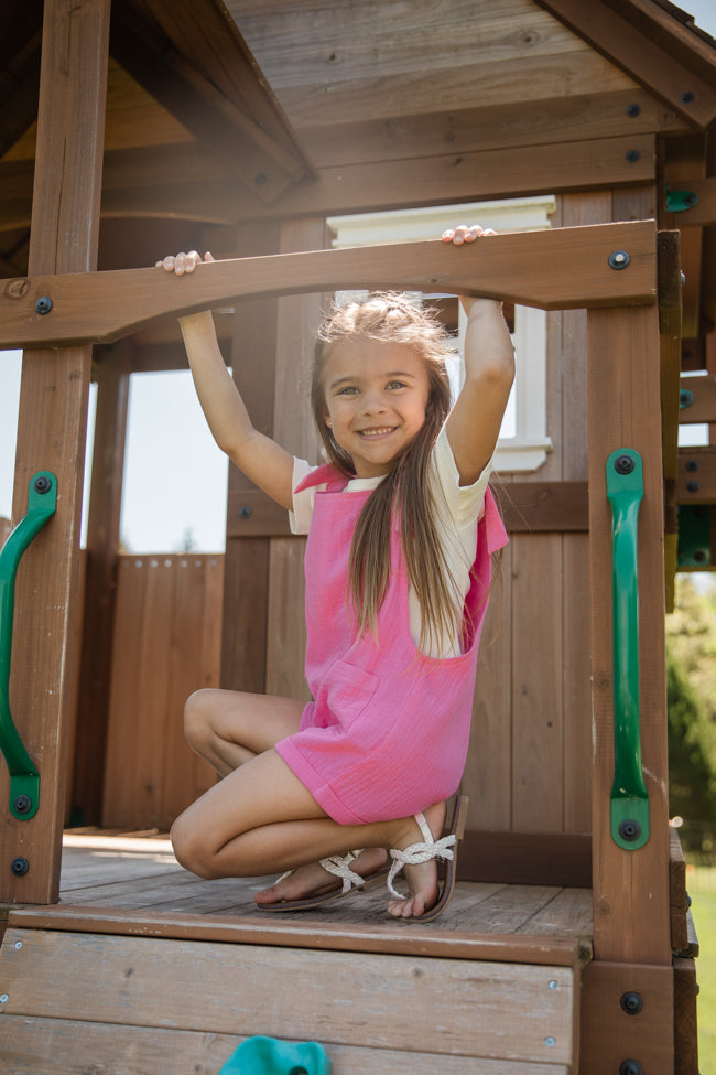 Kid's Well Loved Hot Pink Tie Shoulder Gauze Romper FINAL SALE-Sunny Prom