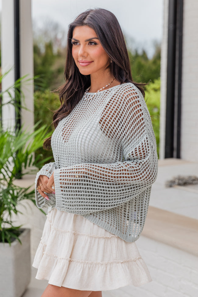 At Your Fingertips Sage Open Knit Sweater FINAL SALE-Sunny Prom