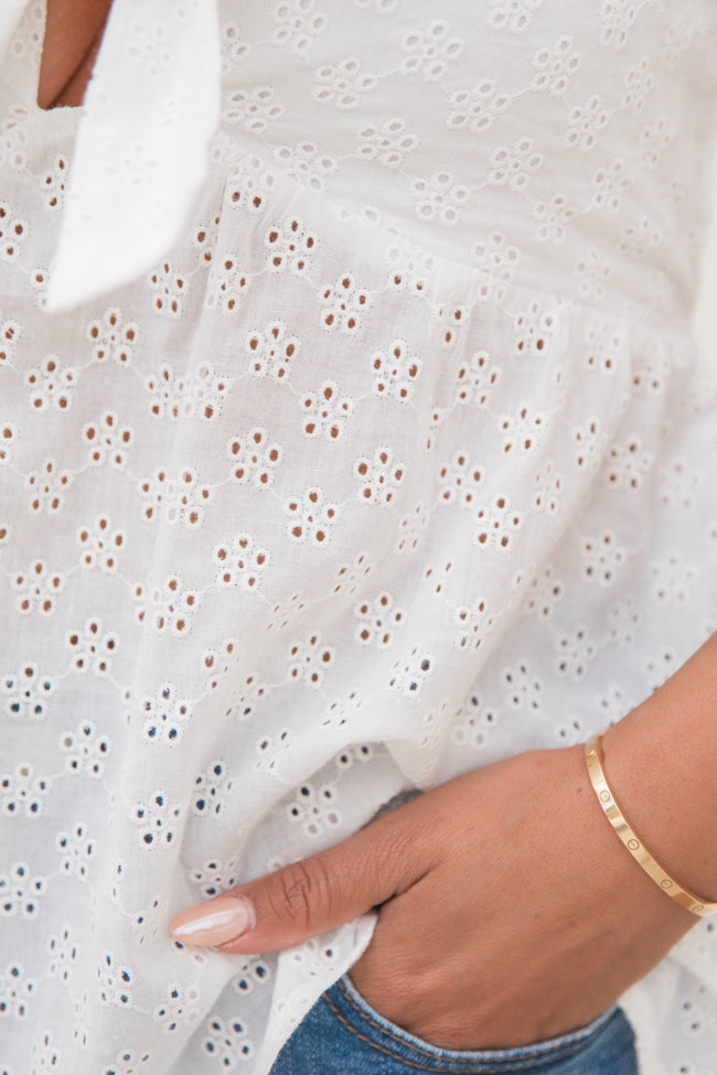 It Was Easy Ivory Strapless Eyelet Tank FINAL SALE-Sunny Prom