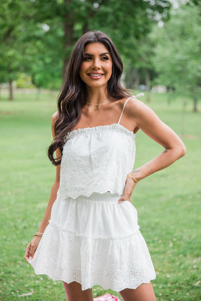 Dockside Dream White Crochet Detail Crop Top FINAL SALE-Sunny Prom