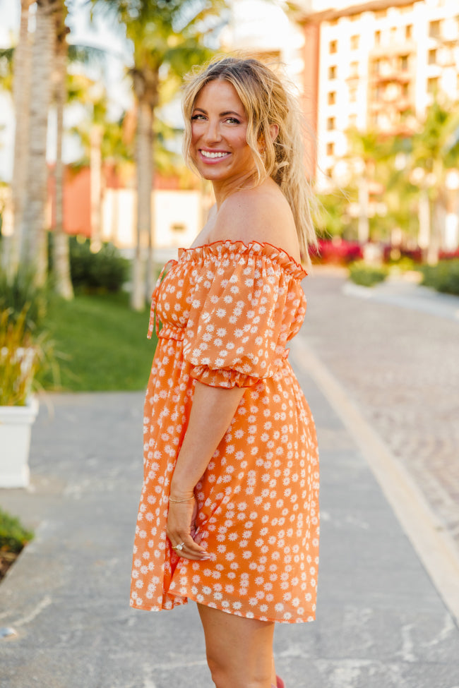 Golden Hour Gulf Orange Floral Dress FINAL SALE-Sunny Prom