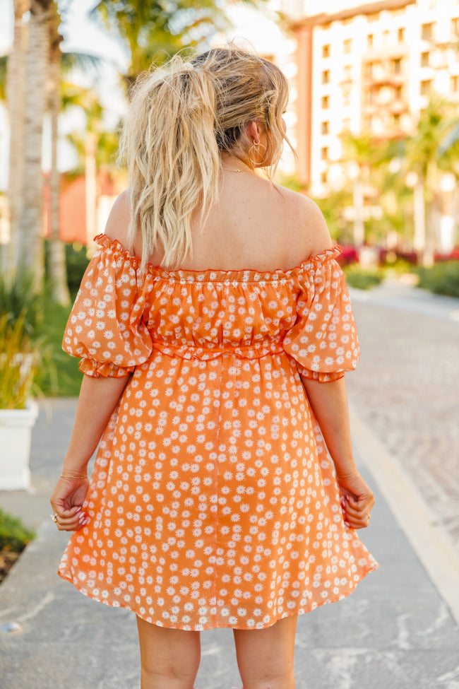 Golden Hour Gulf Orange Floral Dress FINAL SALE-Sunny Prom