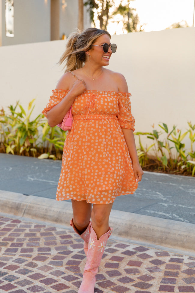 Golden Hour Gulf Orange Floral Dress FINAL SALE-Sunny Prom