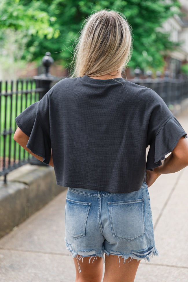Embrace The Journey Charcoal Waffle Crop Tee FINAL SALE-Sunny Prom