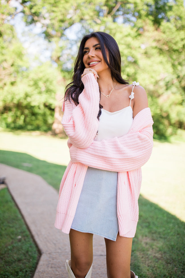 All In Theory Pink Oversized Cardigan-Sunny Prom