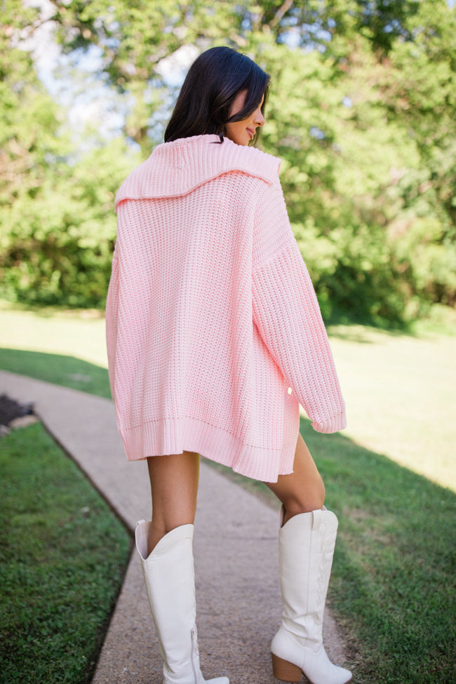 All In Theory Pink Oversized Cardigan-Sunny Prom