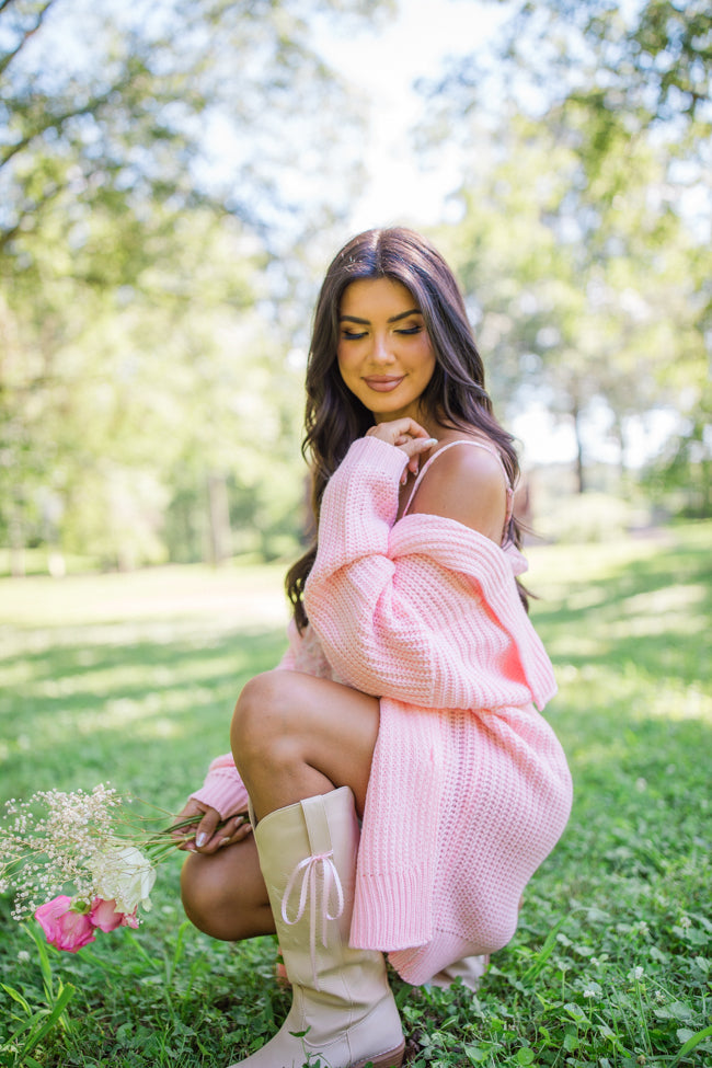 All In Theory Pink Oversized Cardigan-Sunny Prom