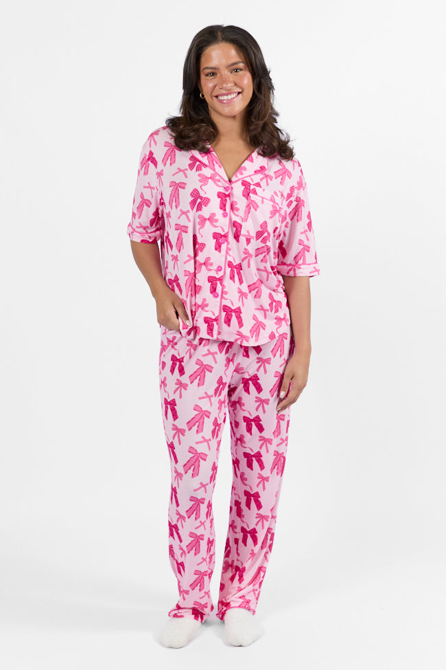 Good To Get Away In Put A Bow On It Pajama Top FINAL SALE-Sunny Prom