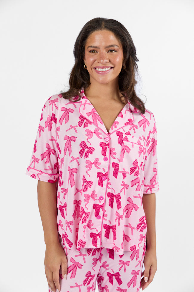 Good To Get Away In Put A Bow On It Pajama Top FINAL SALE-Sunny Prom