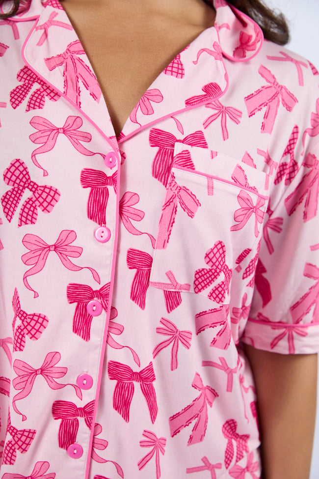Good To Get Away In Put A Bow On It Pajama Top FINAL SALE-Sunny Prom