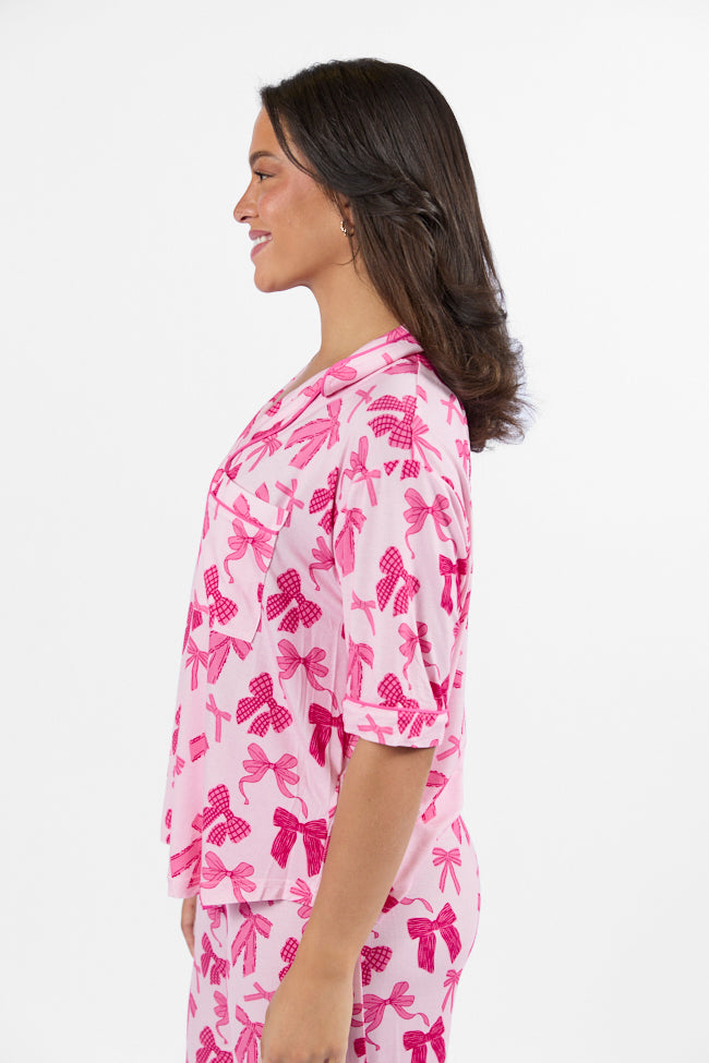Good To Get Away In Put A Bow On It Pajama Top FINAL SALE-Sunny Prom