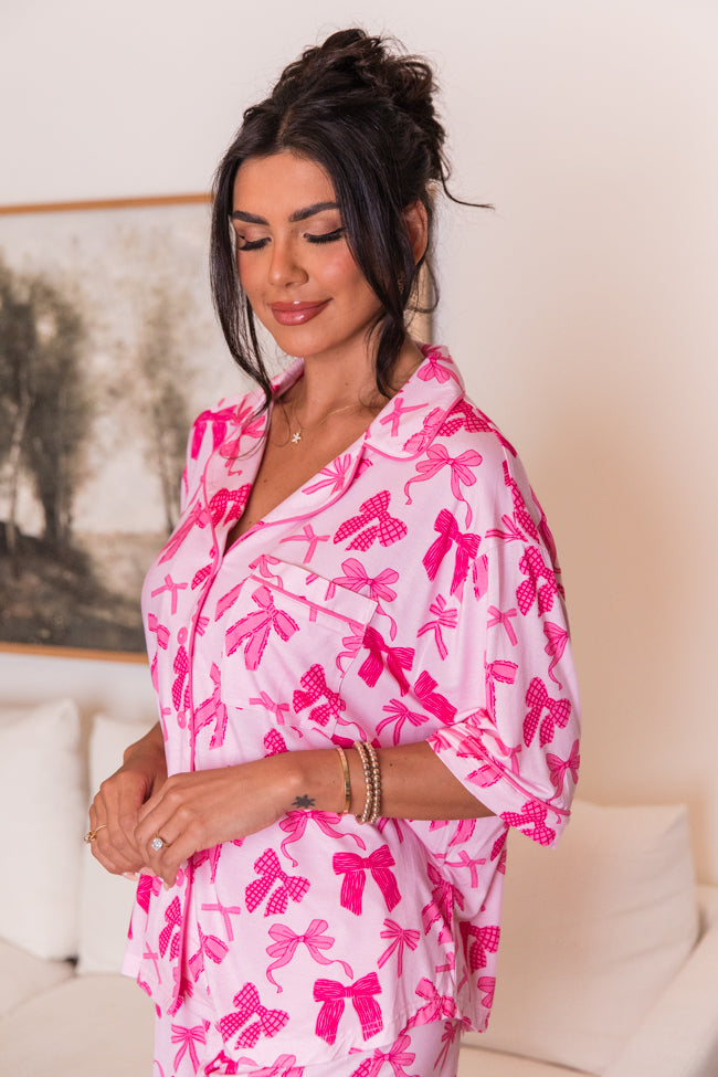 Good To Get Away In Put A Bow On It Pajama Top FINAL SALE-Sunny Prom