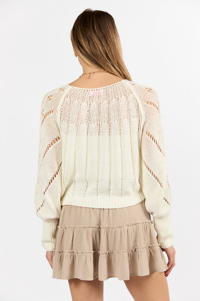 I'm Just Me Ivory Cable Knit Lightweight Sweater FINAL SALE-Sunny Prom