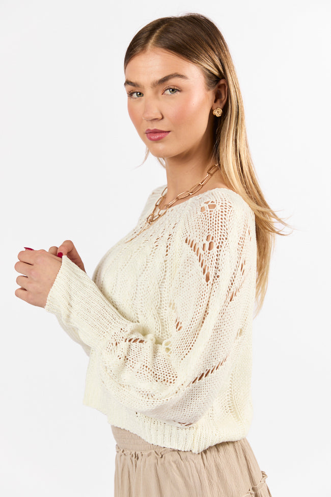 I'm Just Me Ivory Cable Knit Lightweight Sweater FINAL SALE-Sunny Prom