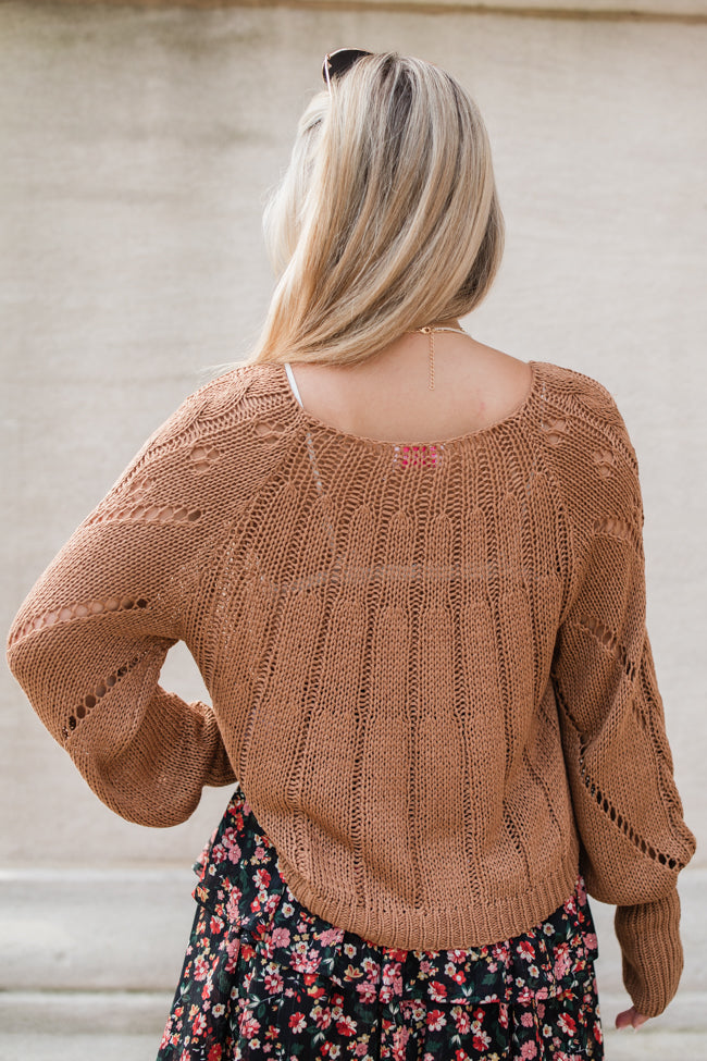 I'm Just Me Brown Cable Knit Lightweight Sweater FINAL SALE-Sunny Prom