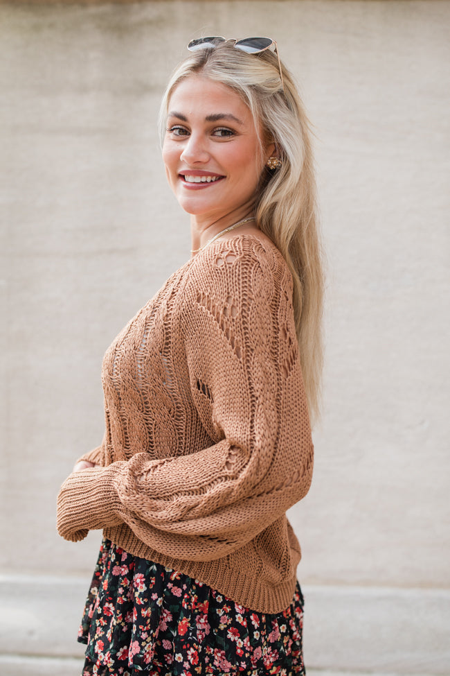 I'm Just Me Brown Cable Knit Lightweight Sweater FINAL SALE-Sunny Prom