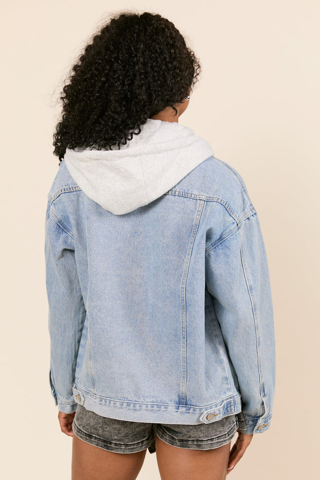 Parker Light Wash Hooded Denim Jacket-Sunny Prom