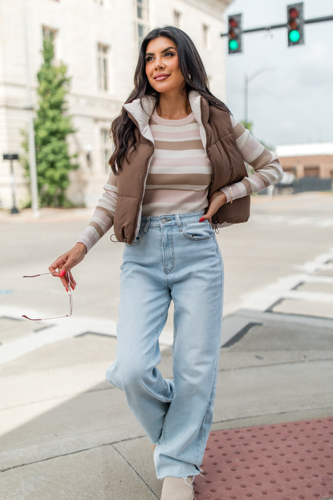 Where You See Fit Cocoa and Khaki Reversible Vest FINAL SALE-Sunny Prom