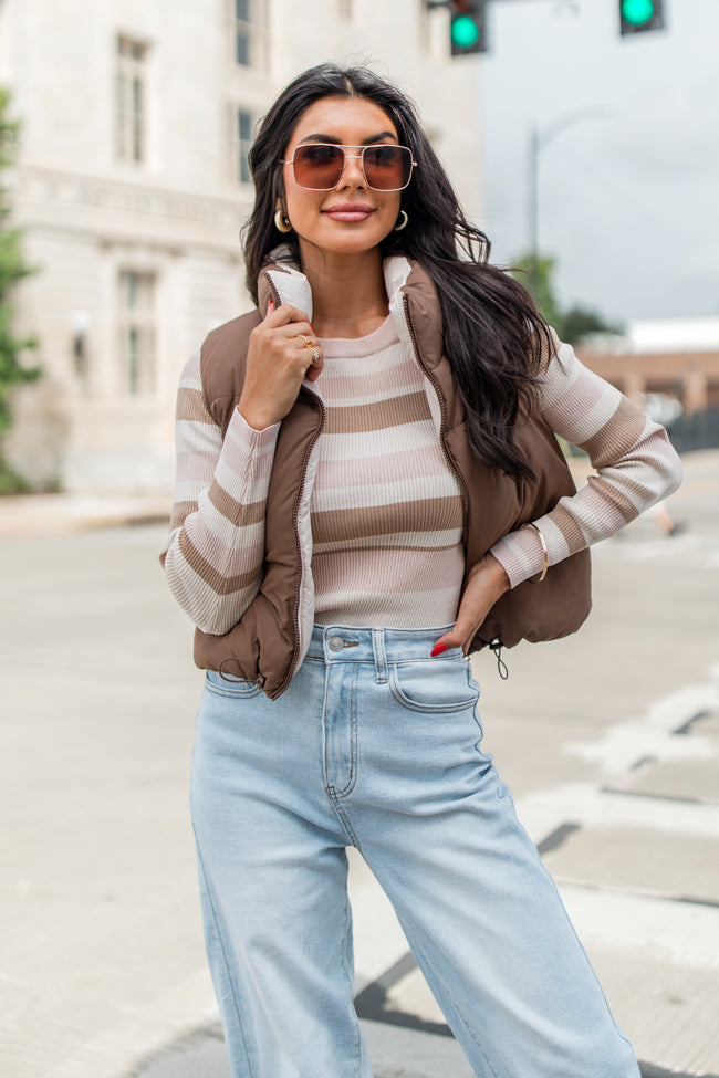 Where You See Fit Cocoa and Khaki Reversible Vest FINAL SALE-Sunny Prom