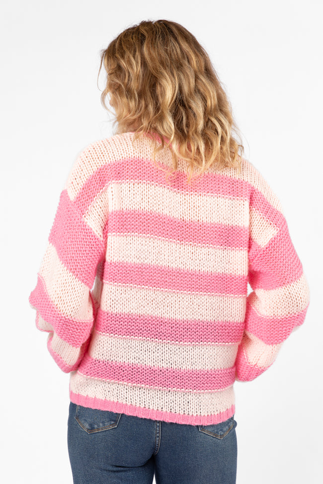 I Always Believe Pink Textured Stripe Sweater FINAL SALE-Sunny Prom
