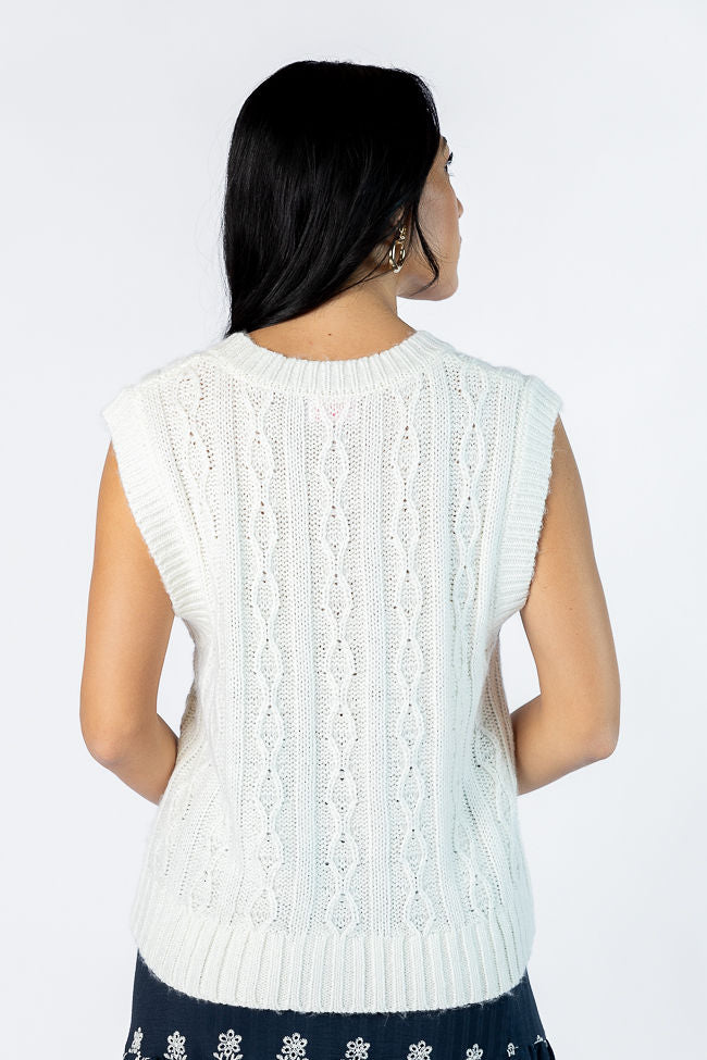 Weather It Together Ivory Cable Knit Sweater Vest FINAL SALE-Sunny Prom