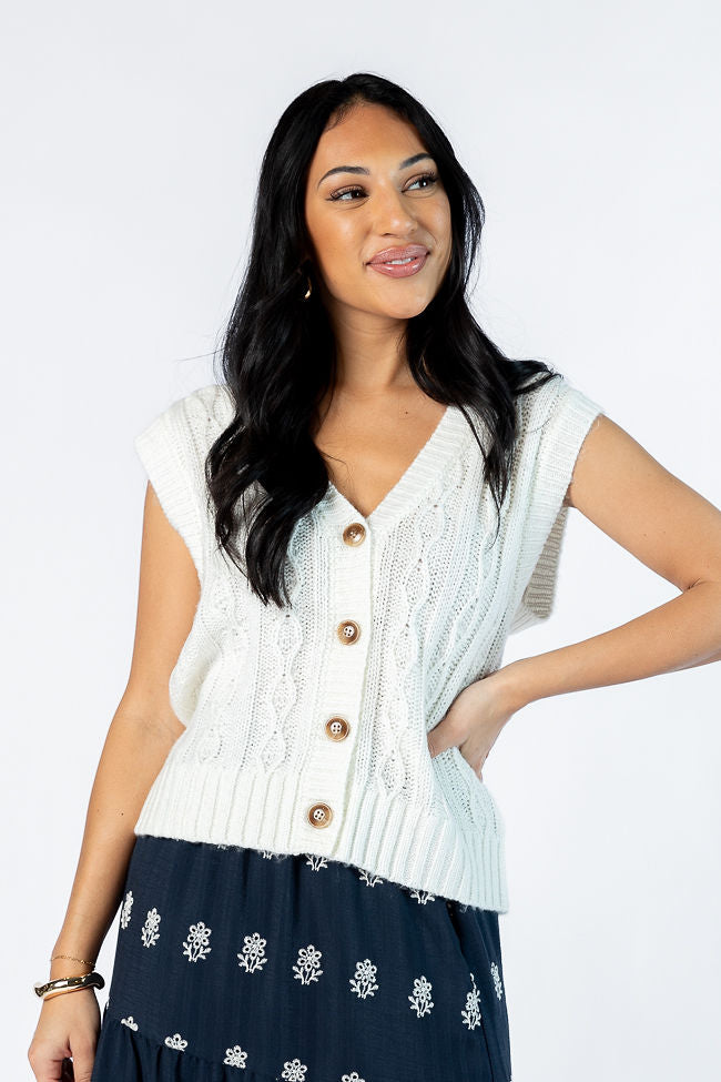 Weather It Together Ivory Cable Knit Sweater Vest FINAL SALE-Sunny Prom