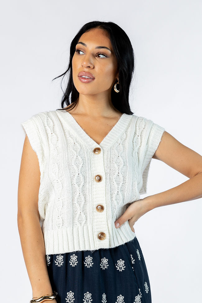 Weather It Together Ivory Cable Knit Sweater Vest FINAL SALE-Sunny Prom