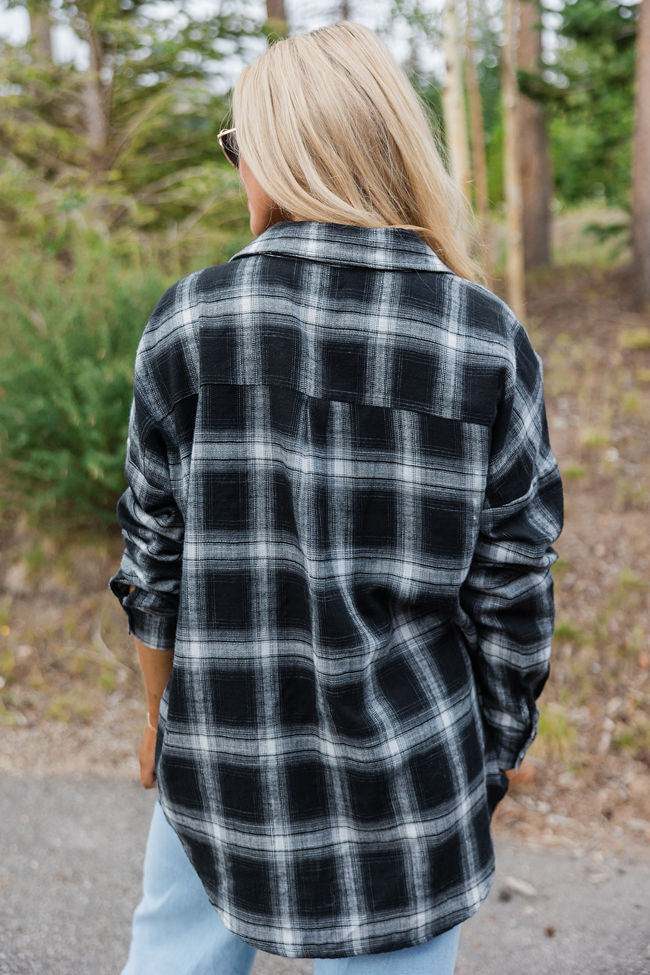 Made Me Realize Black And Ivory Plaid Oversized Button Front Shirt FINAL SALE-Sunny Prom