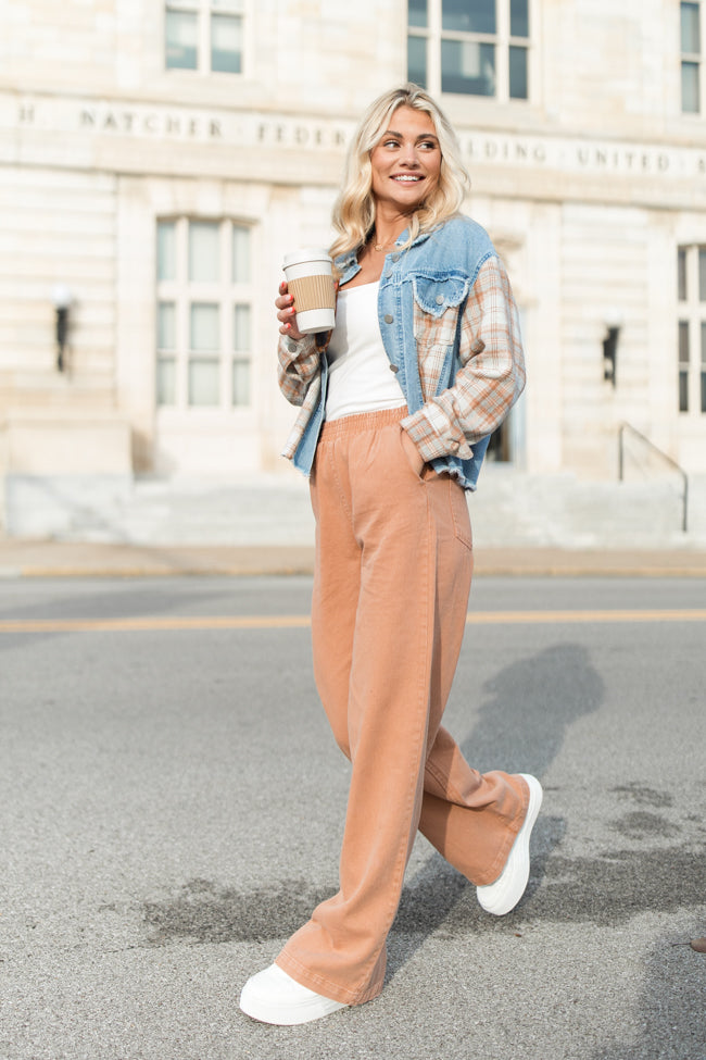 Leads To You Brown Plaid and Denim Jacket FINAL SALE-Sunny Prom