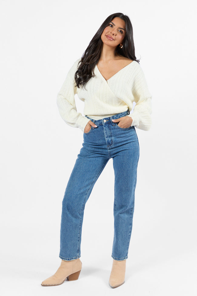 With Love Ivory Wrap Pointelle Sweater FINAL SALE-Sunny Prom